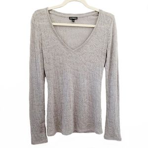 Express sweater v neck metallic silver M